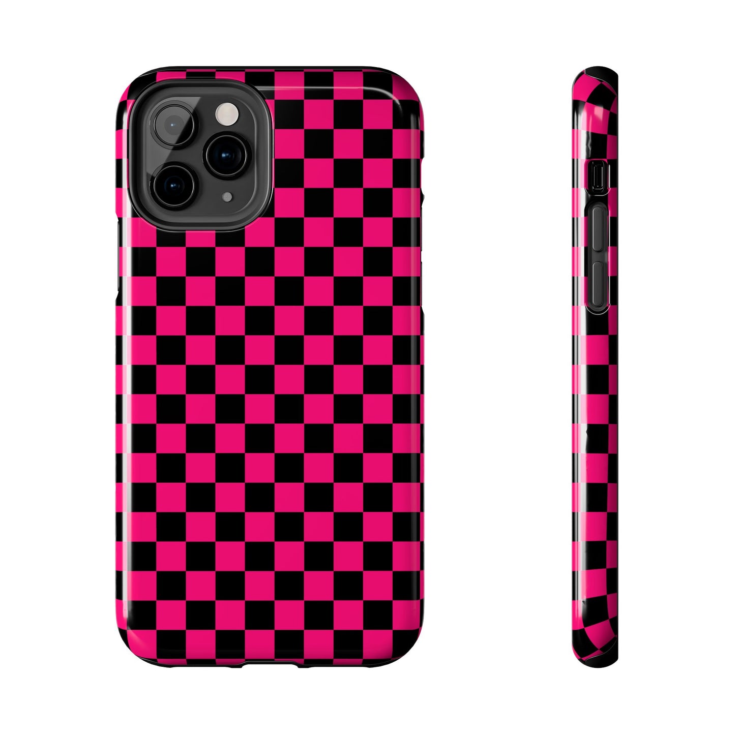 Checker Flag Graphic Pink And Black Tough Phone Cases