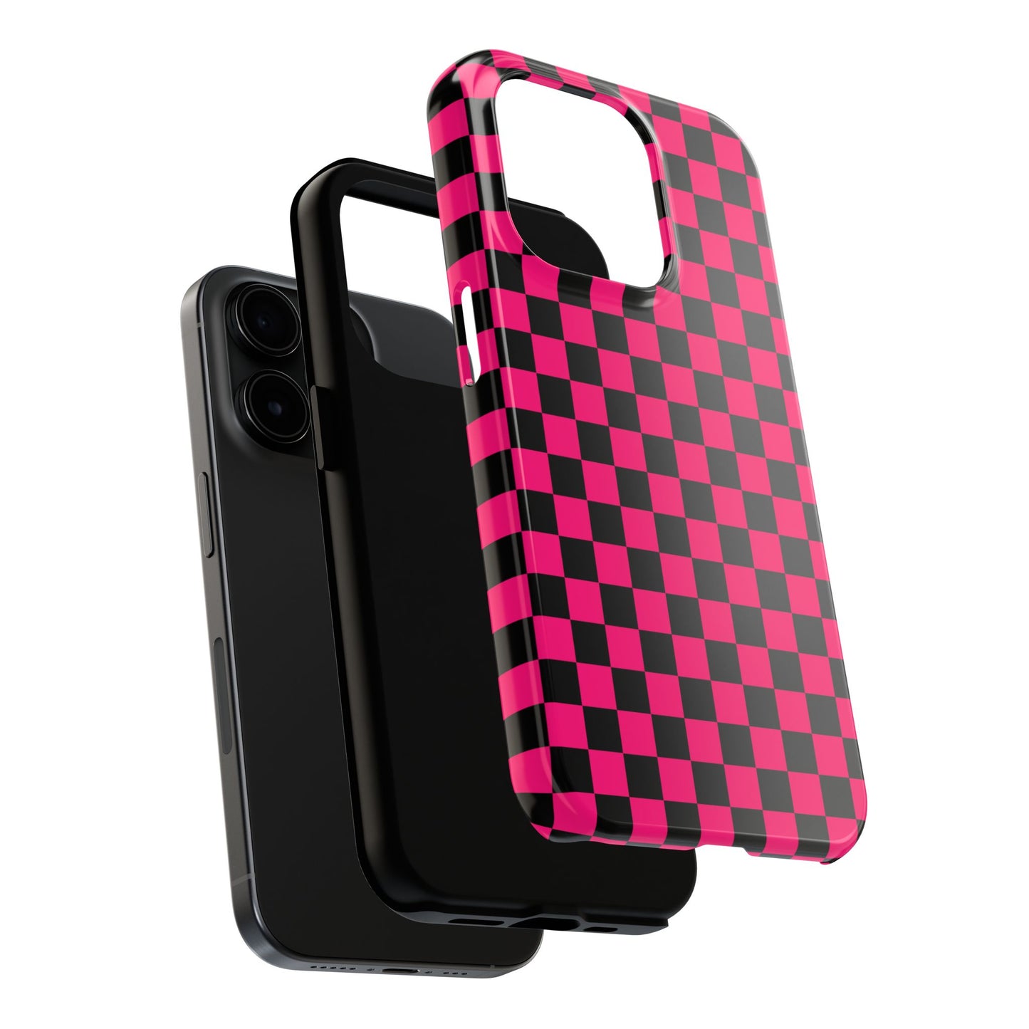 Checker Flag Graphic Pink And Black Tough Phone Cases