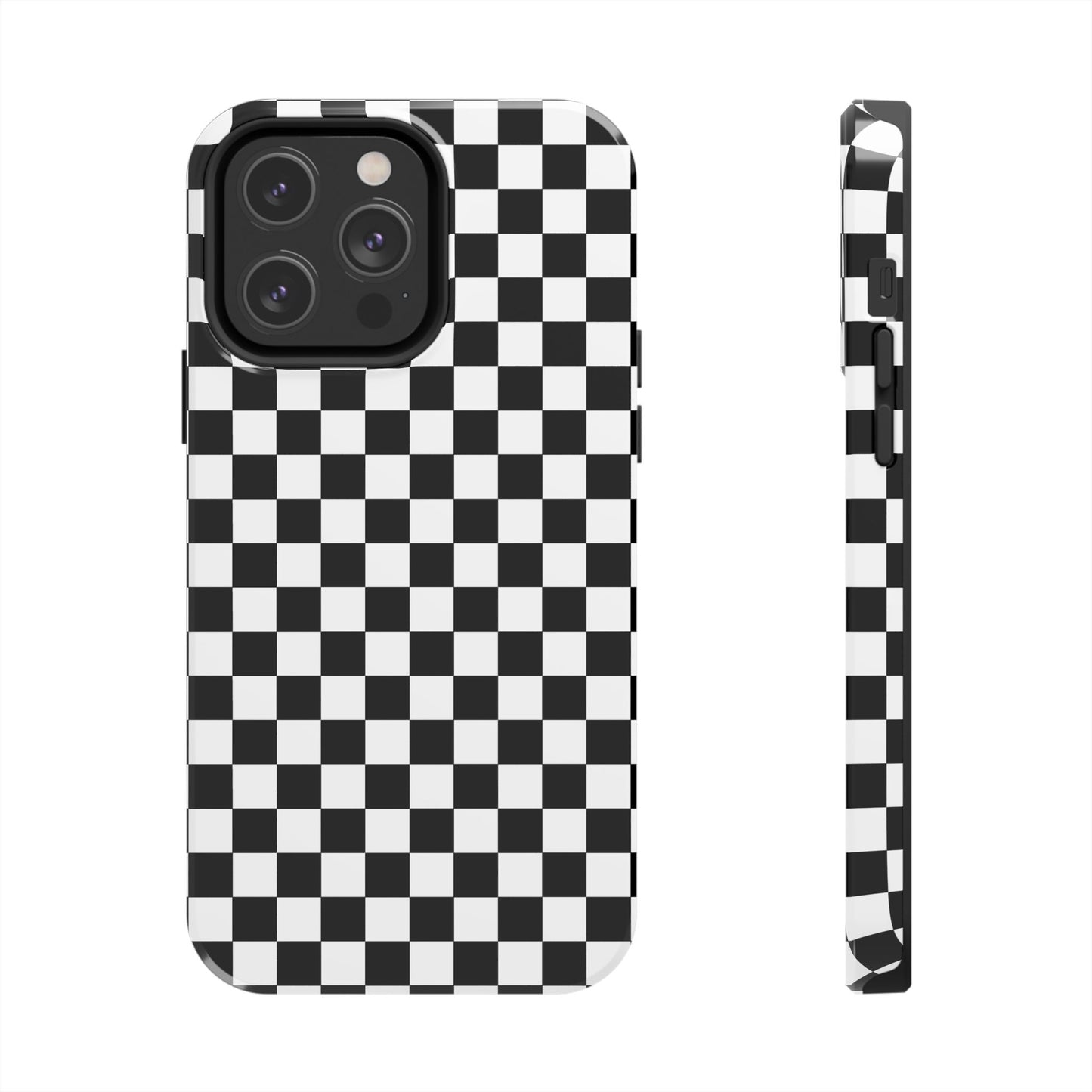 Checker Flag Tough Phone Case - Black and White Graphic Design