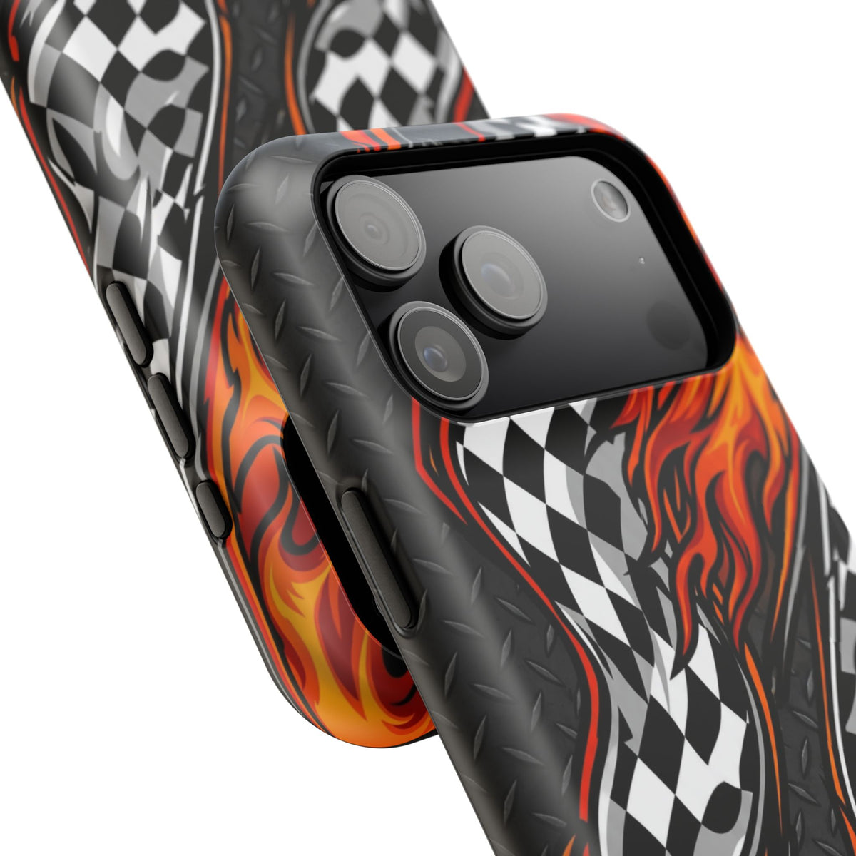 Racing Flames Checkered Flag Magnetic Phone Case