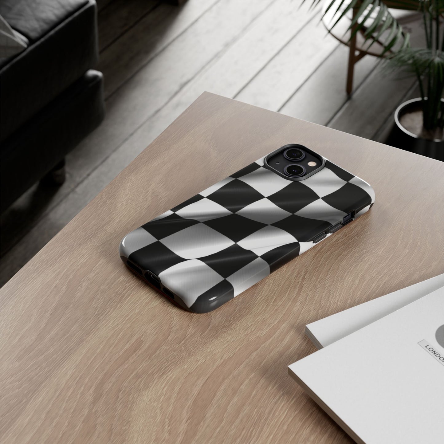 Racing Phone Case, Checkered Flag Design, Tough Case