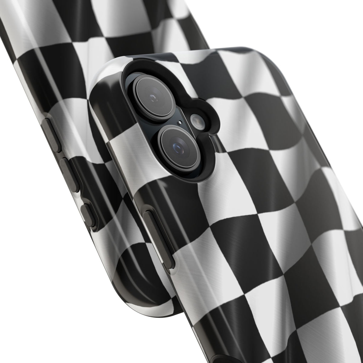 Black and White Checker Flag Waving Magnetic Phone Case