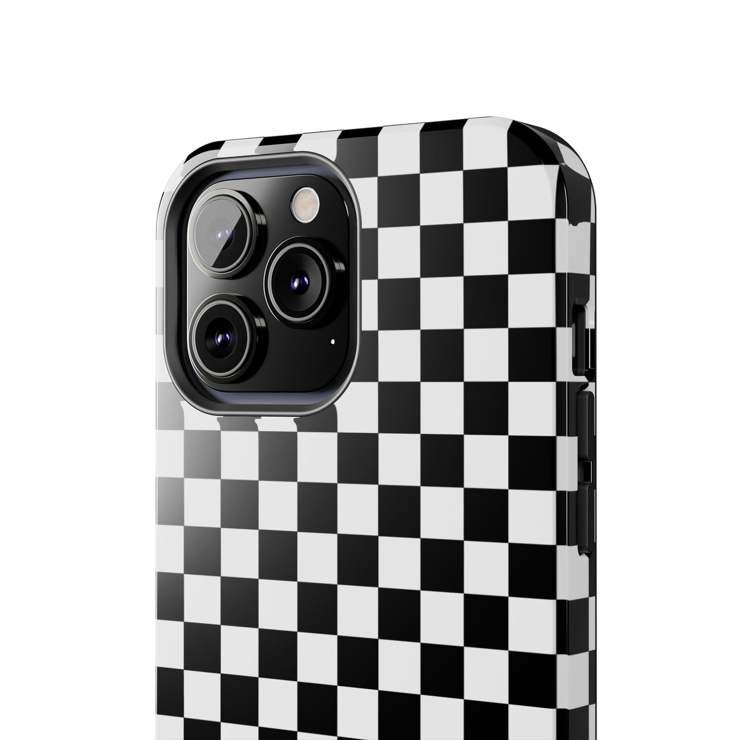 Checker Flag Tough Phone Case - Black and White Graphic Design