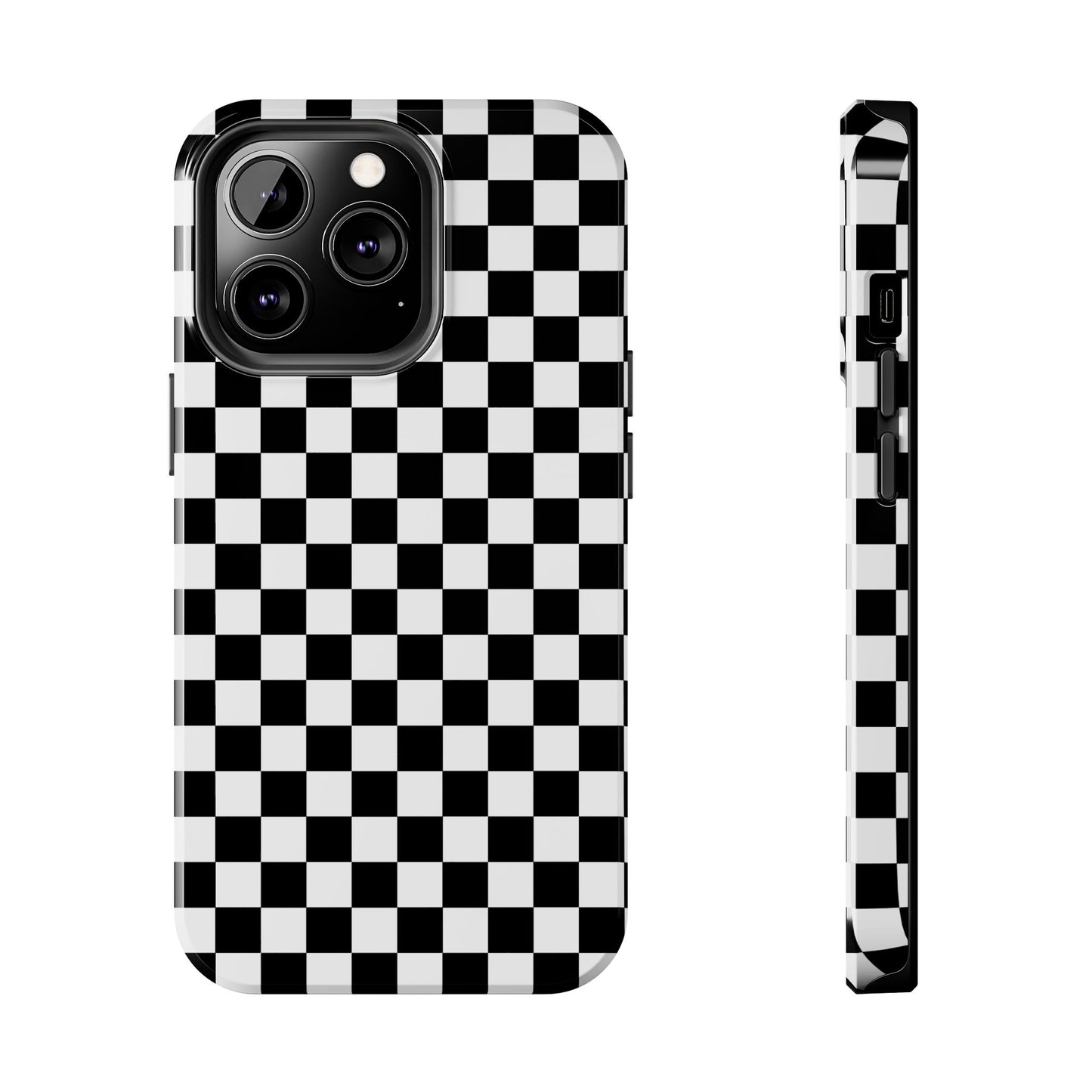 Checker Flag Tough Phone Case - Black and White Graphic Design