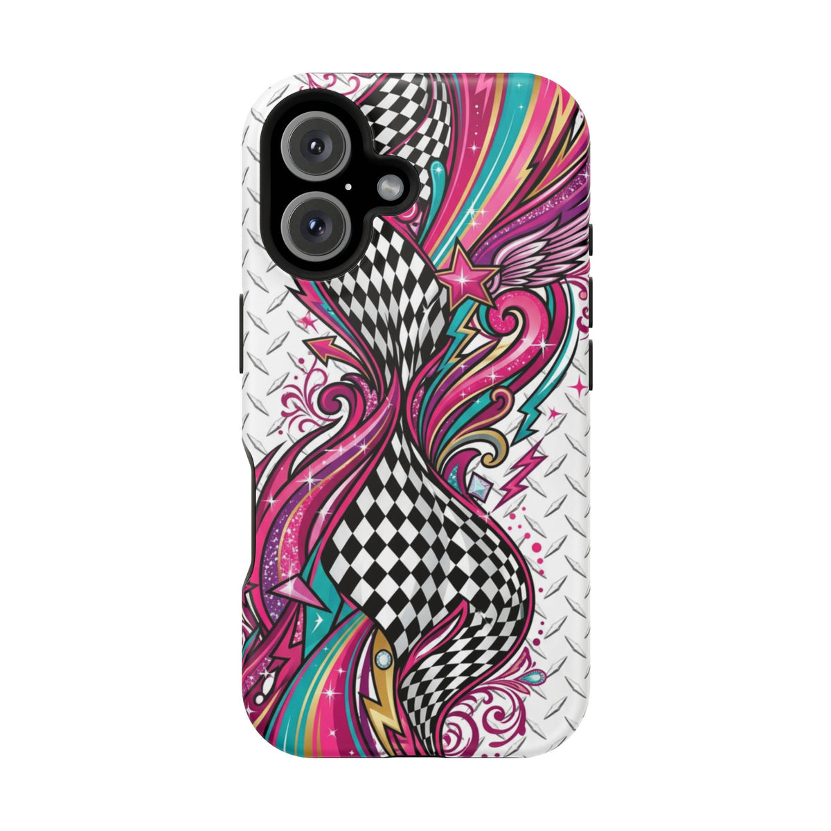 Magnetic Phone Case – Colorful Psychedelic Checkerboard Design