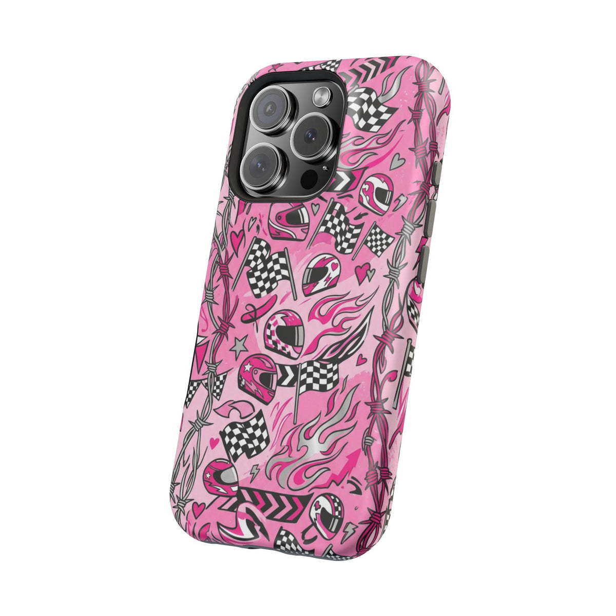 Pink Racing Helmets Magnetic Phone Case