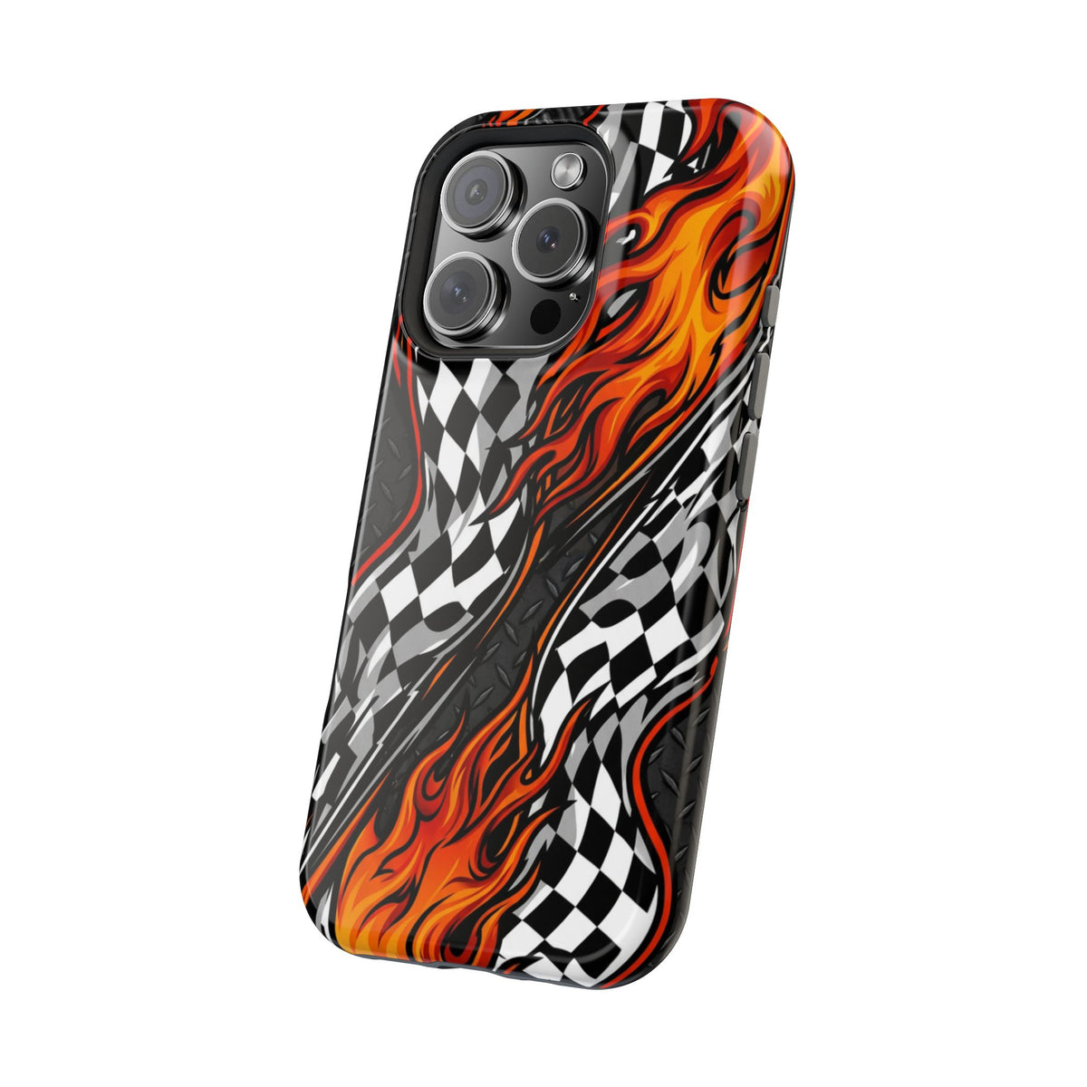 Racing Flames Checkered Flag Magnetic Phone Case