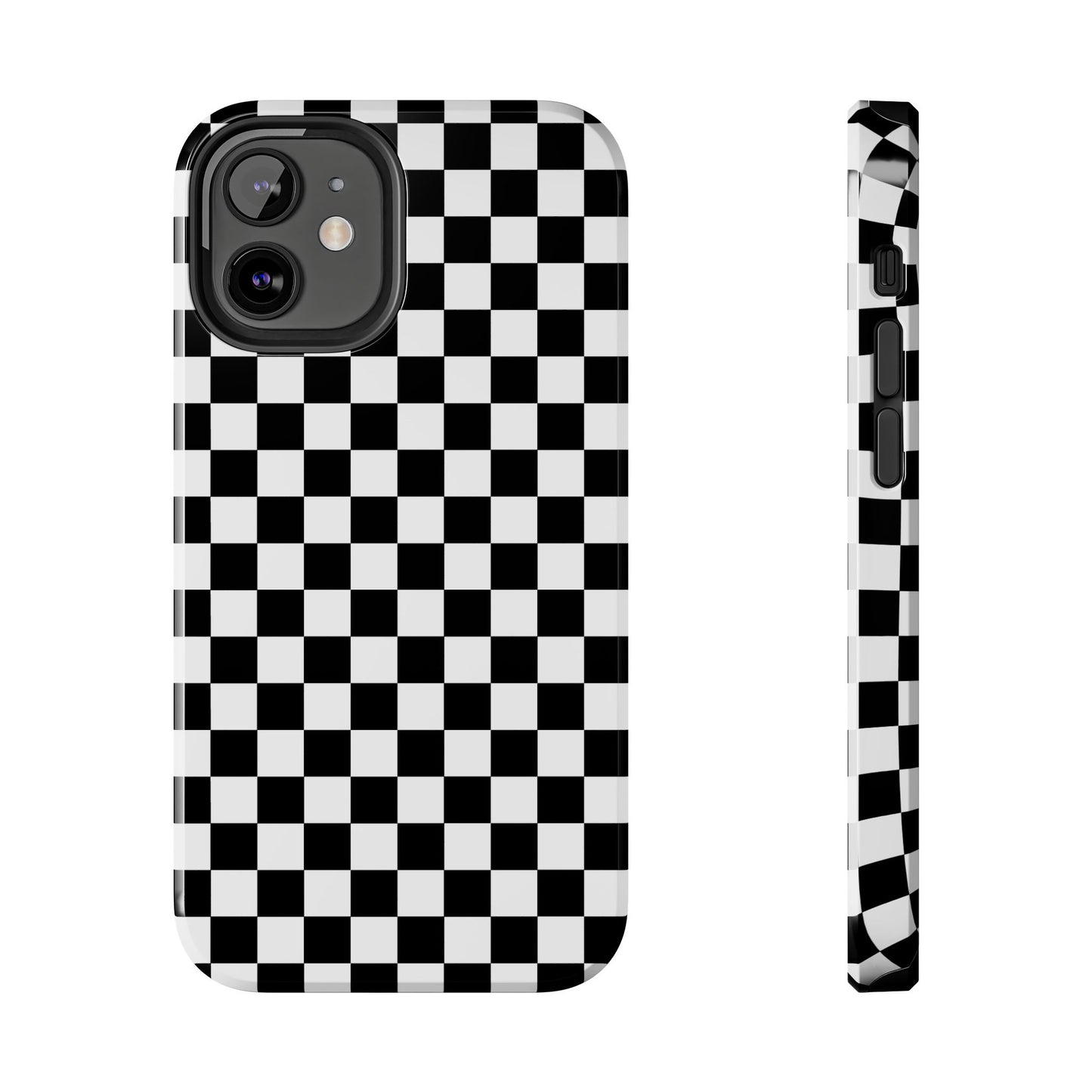Checker Flag Tough Phone Case - Black and White Graphic Design