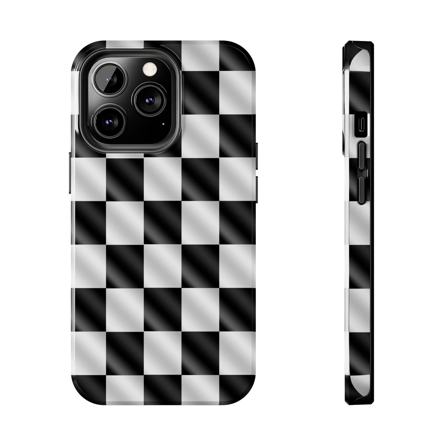 3D Effect Checkered Flag Tough Phone Cases