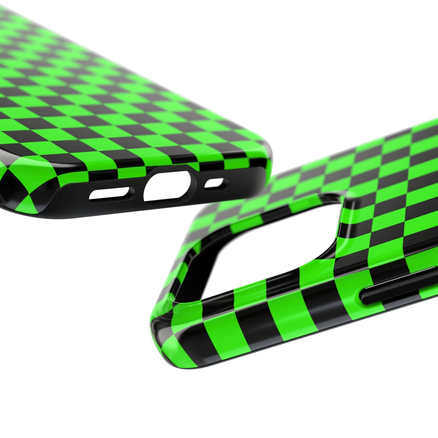 Green and Black Checkered Checkerboard Tough Phone Case