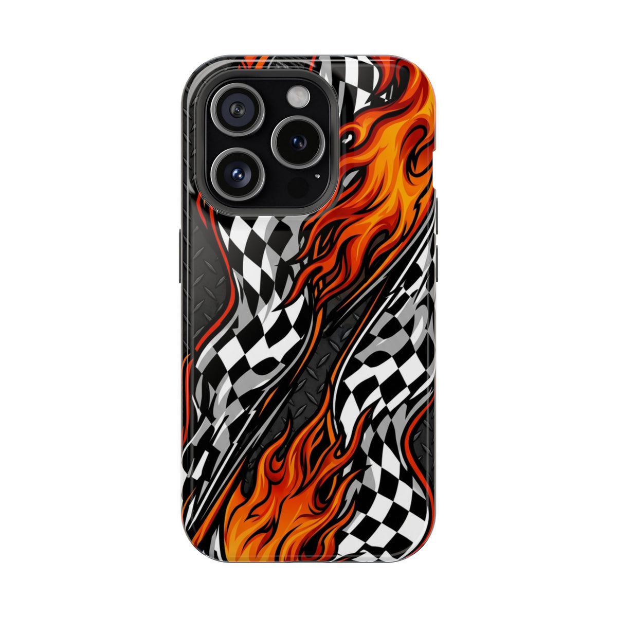 Racing Flames Checkered Flag Magnetic Phone Case