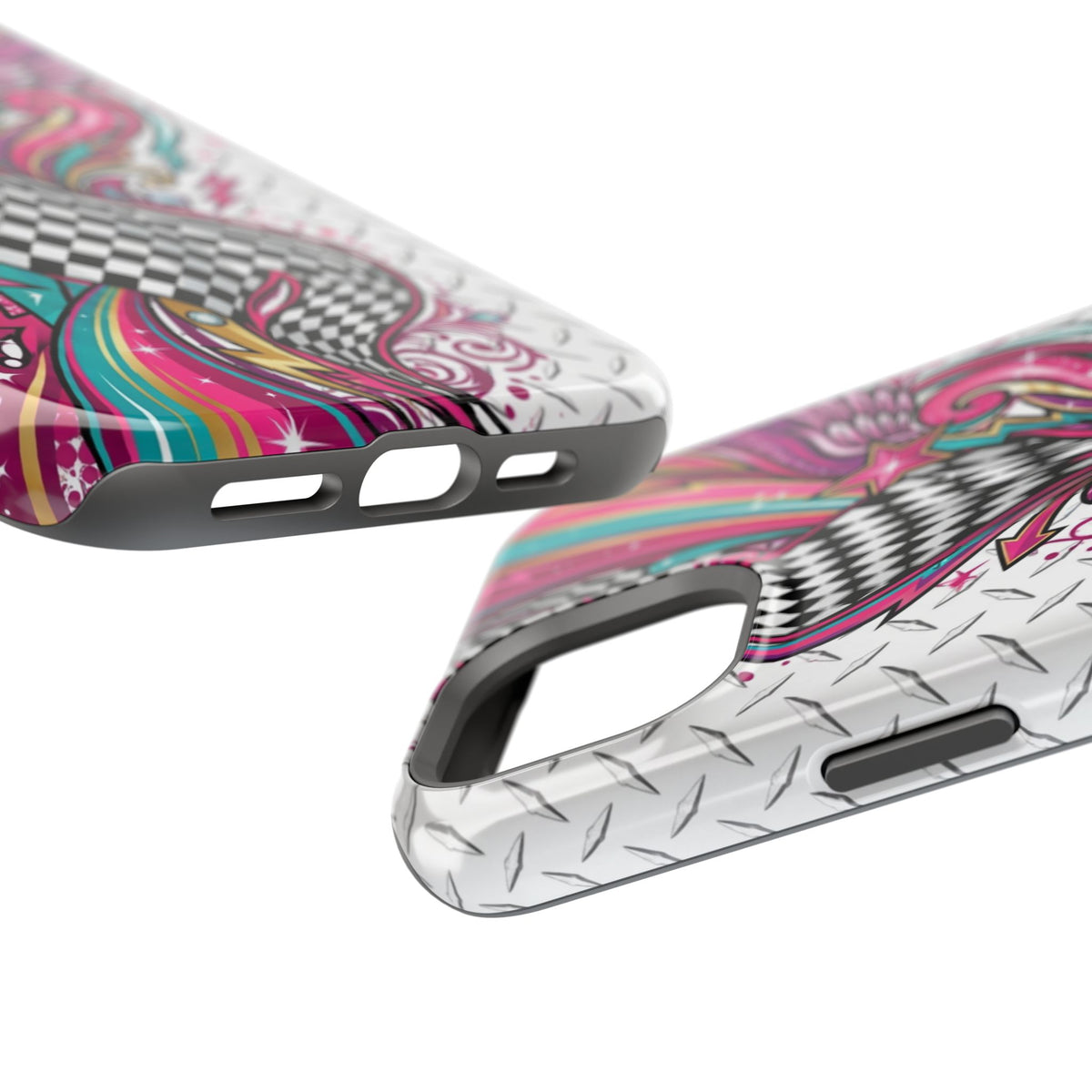 Magnetic Phone Case – Colorful Psychedelic Checkerboard Design