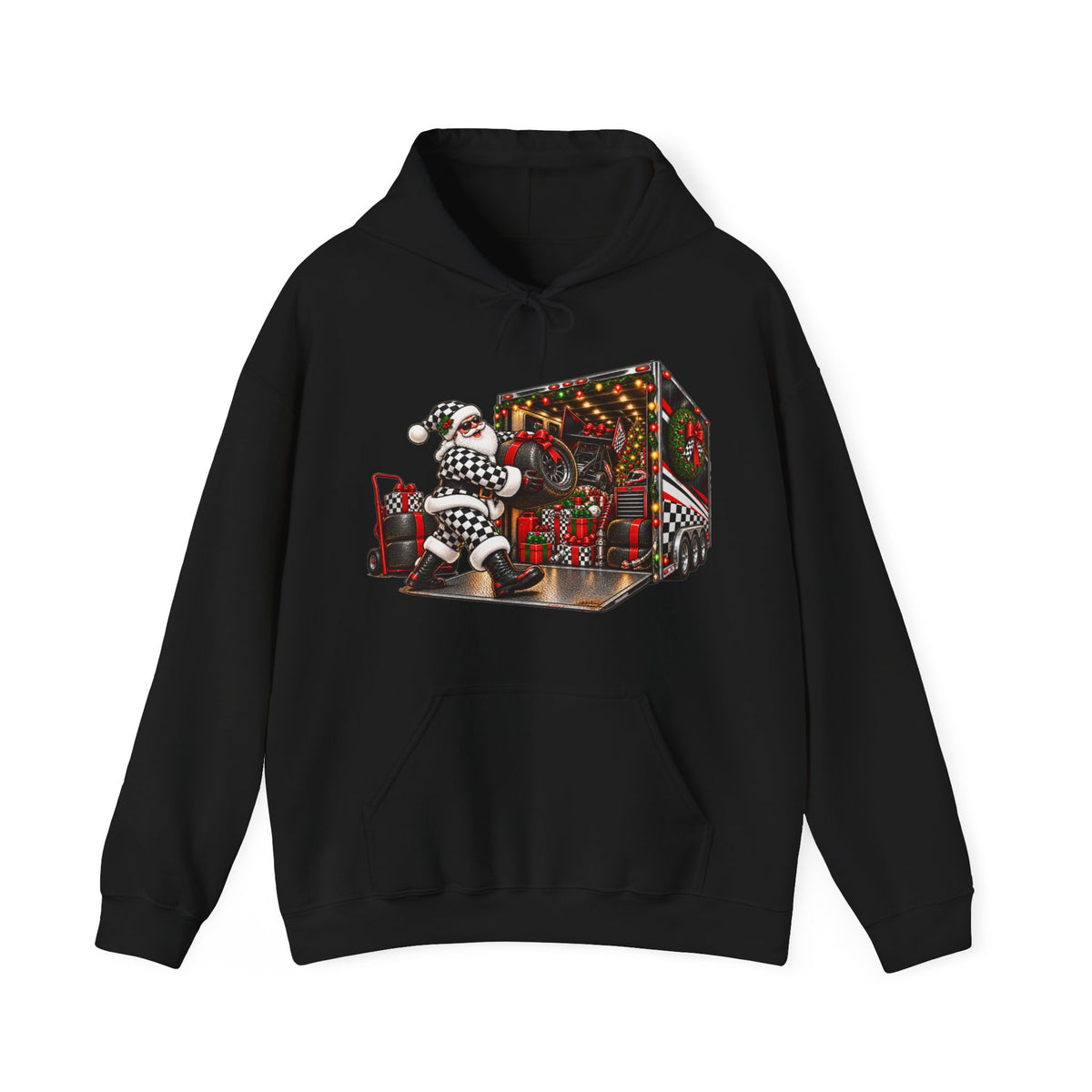 Racing Santa Racemas Call Hauler Christmas Hoodie