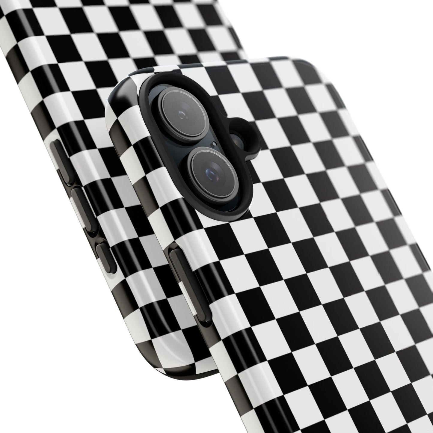 Checker Flag Tough Phone Case - Black and White Graphic Design