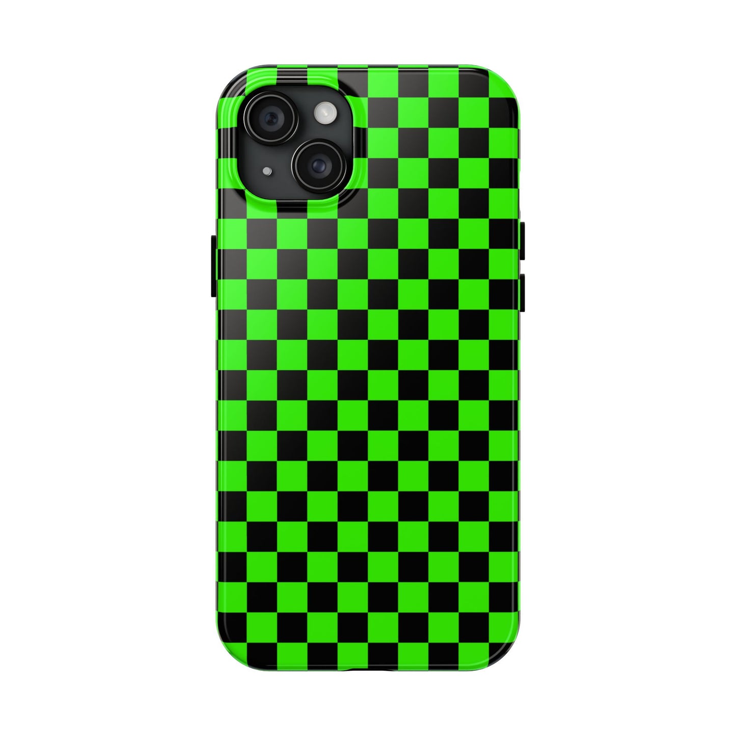 Green and Black Checkered Checkerboard Tough Phone Case
