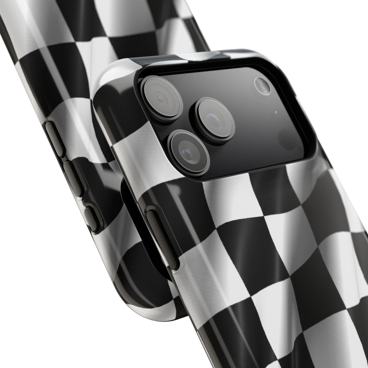 Black and White Checker Flag Waving Magnetic Phone Case