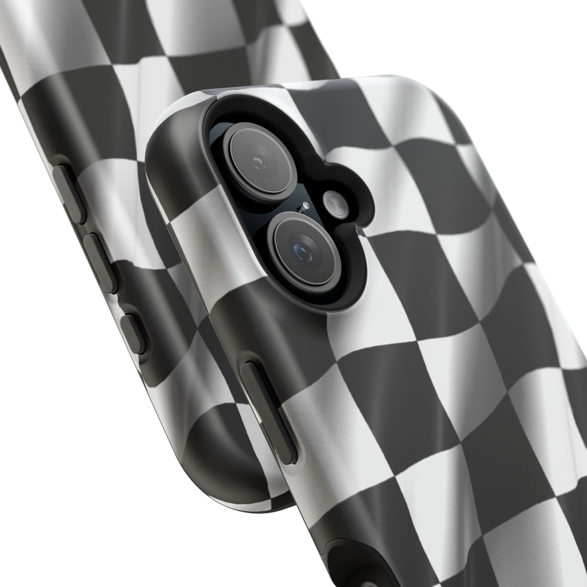 Black and White Checker Flag Waving Magnetic Phone Case