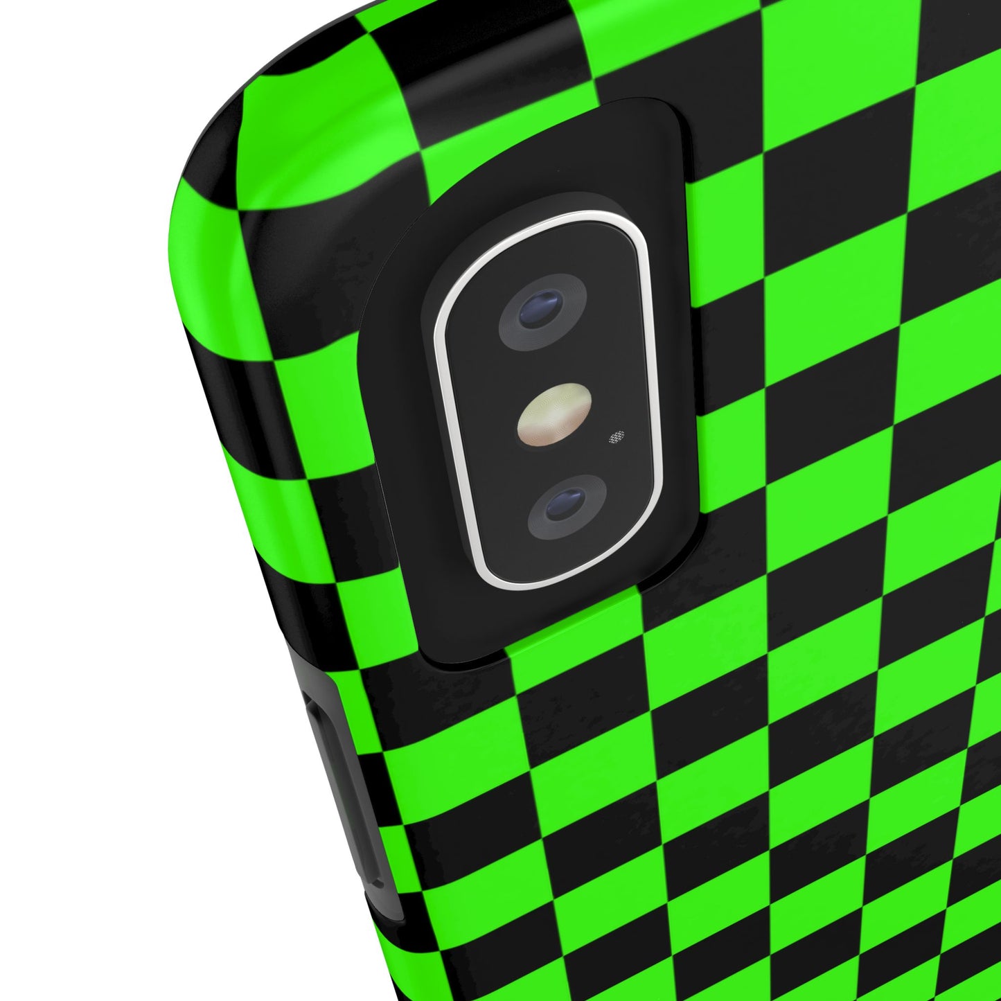 Green and Black Checkered Checkerboard Tough Phone Case