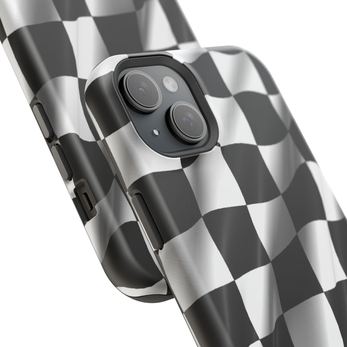 Black and White Checker Flag Waving Magnetic Phone Case