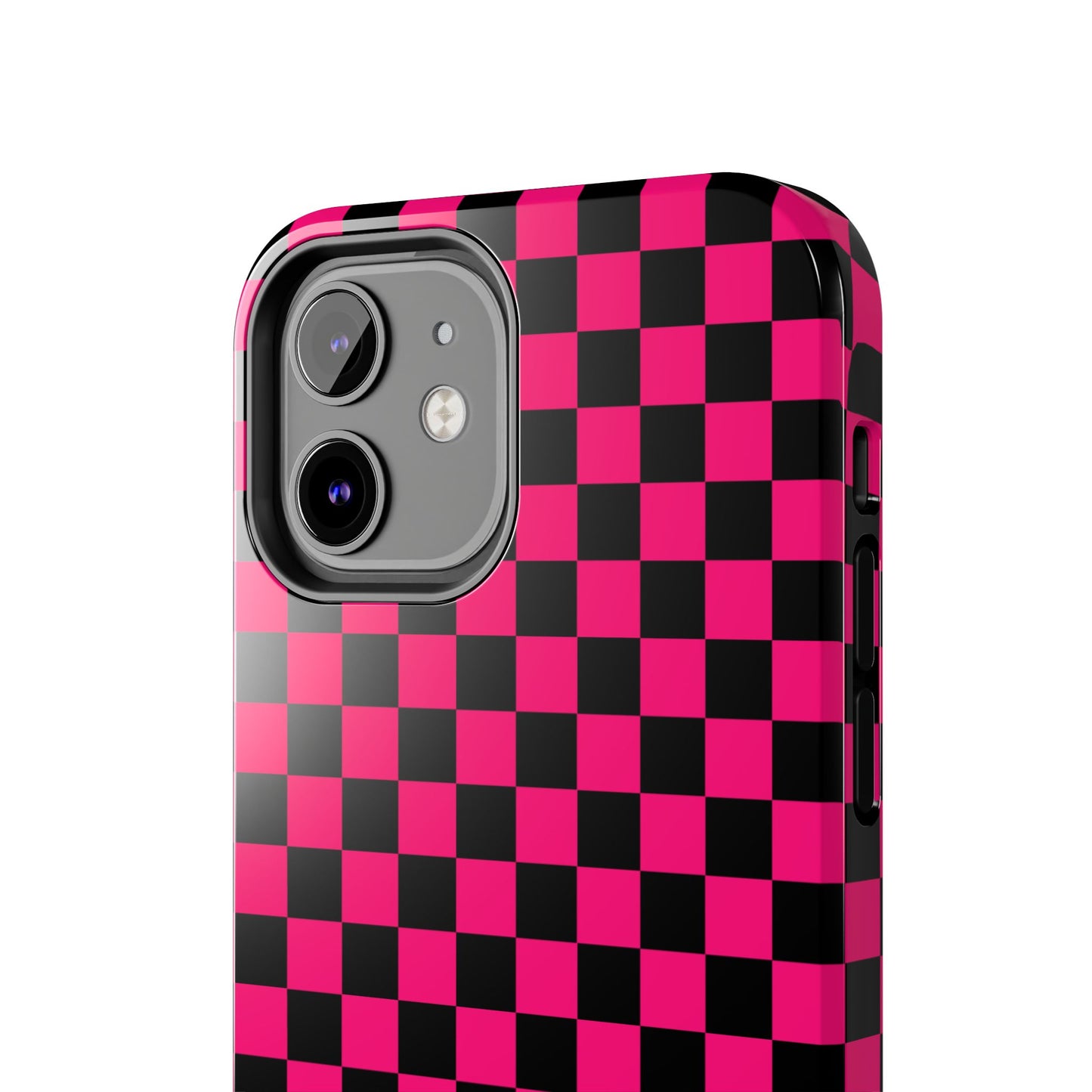 Checker Flag Graphic Pink And Black Tough Phone Cases