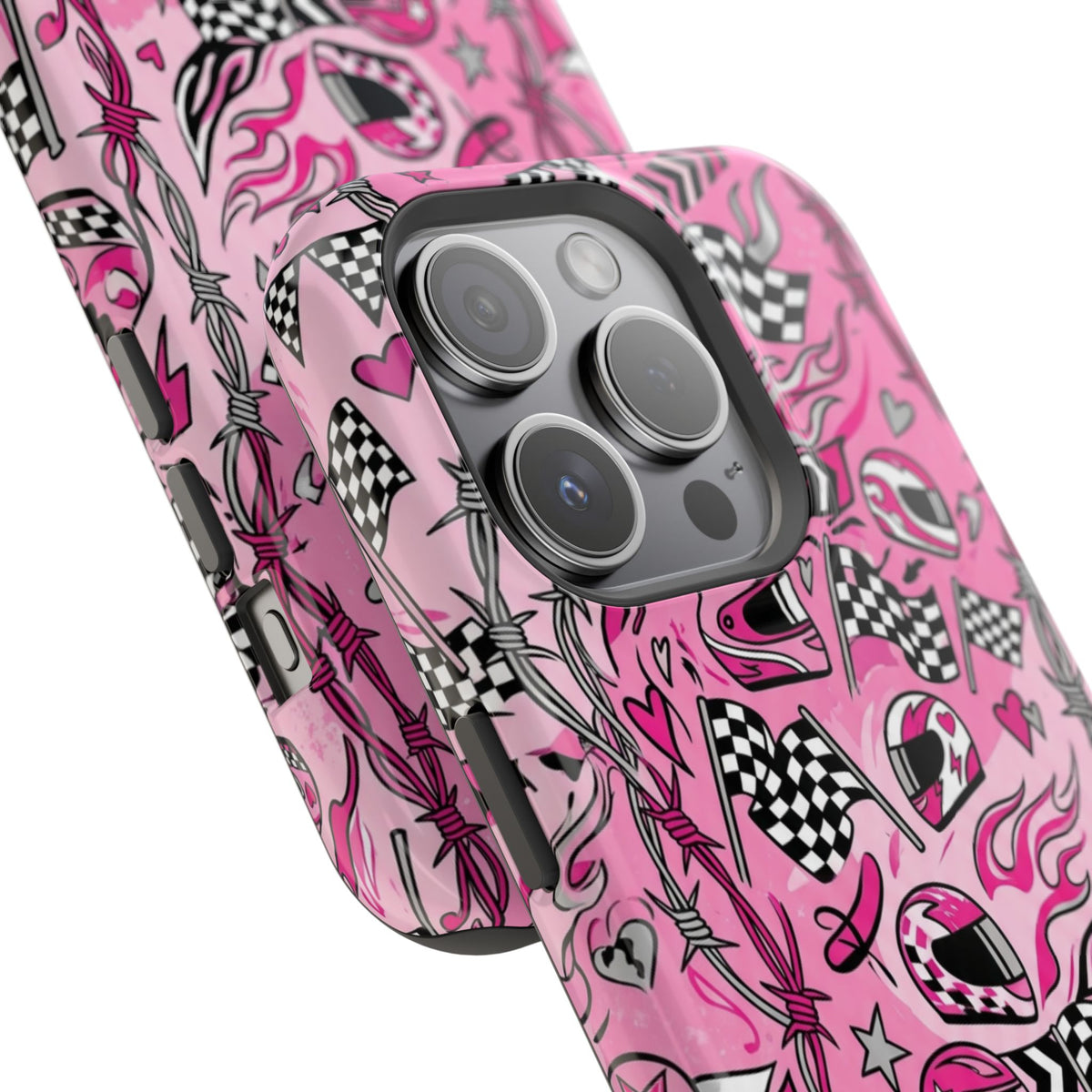 Pink Racing Helmets Magnetic Phone Case