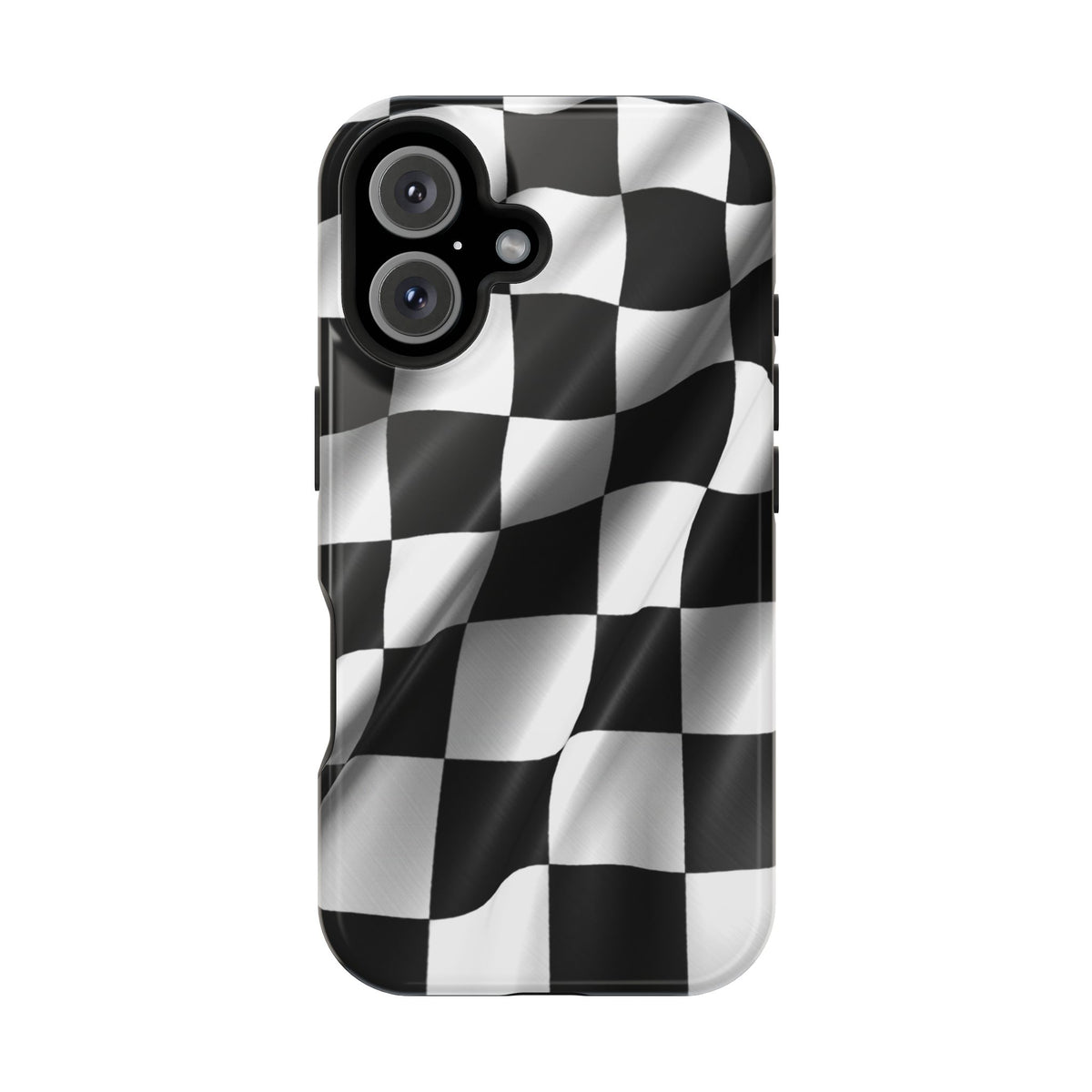 Black and White Checker Flag Waving Magnetic Phone Case