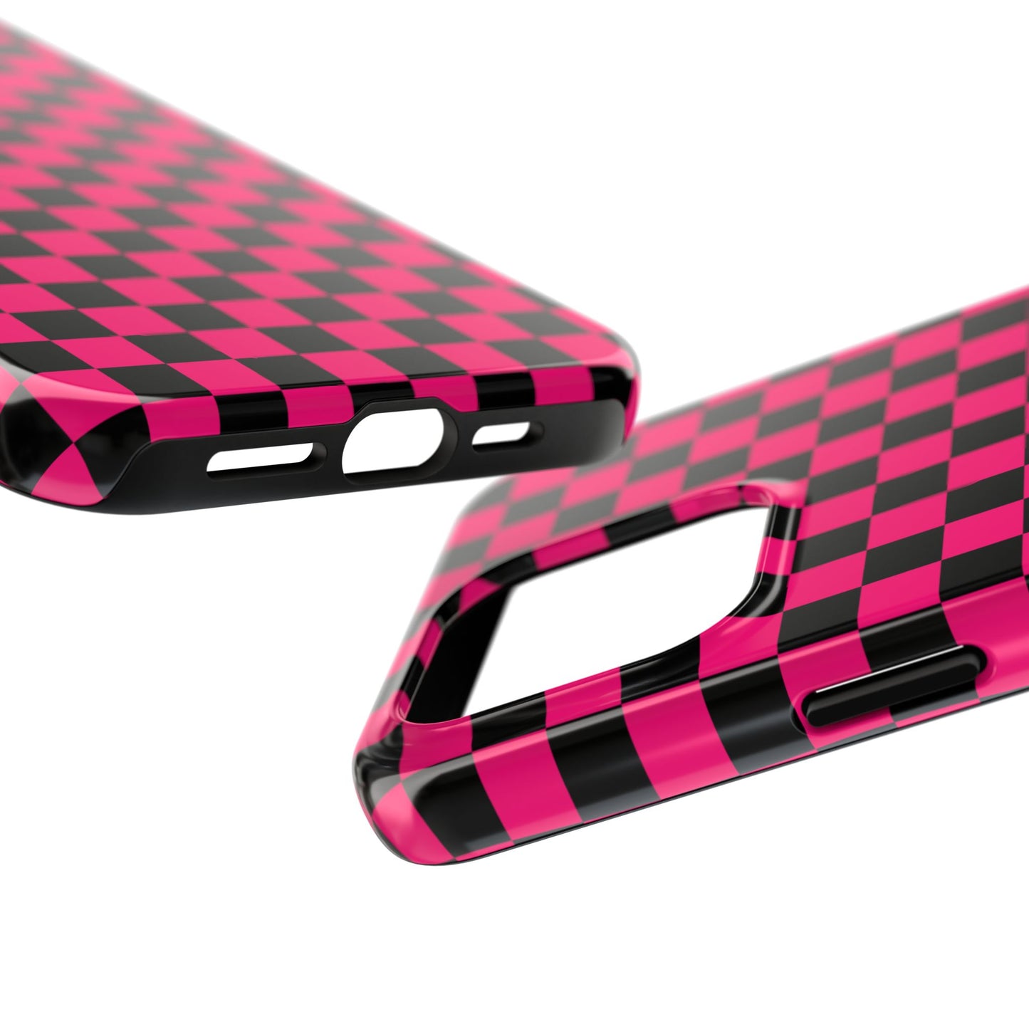 Checker Flag Graphic Pink And Black Tough Phone Cases