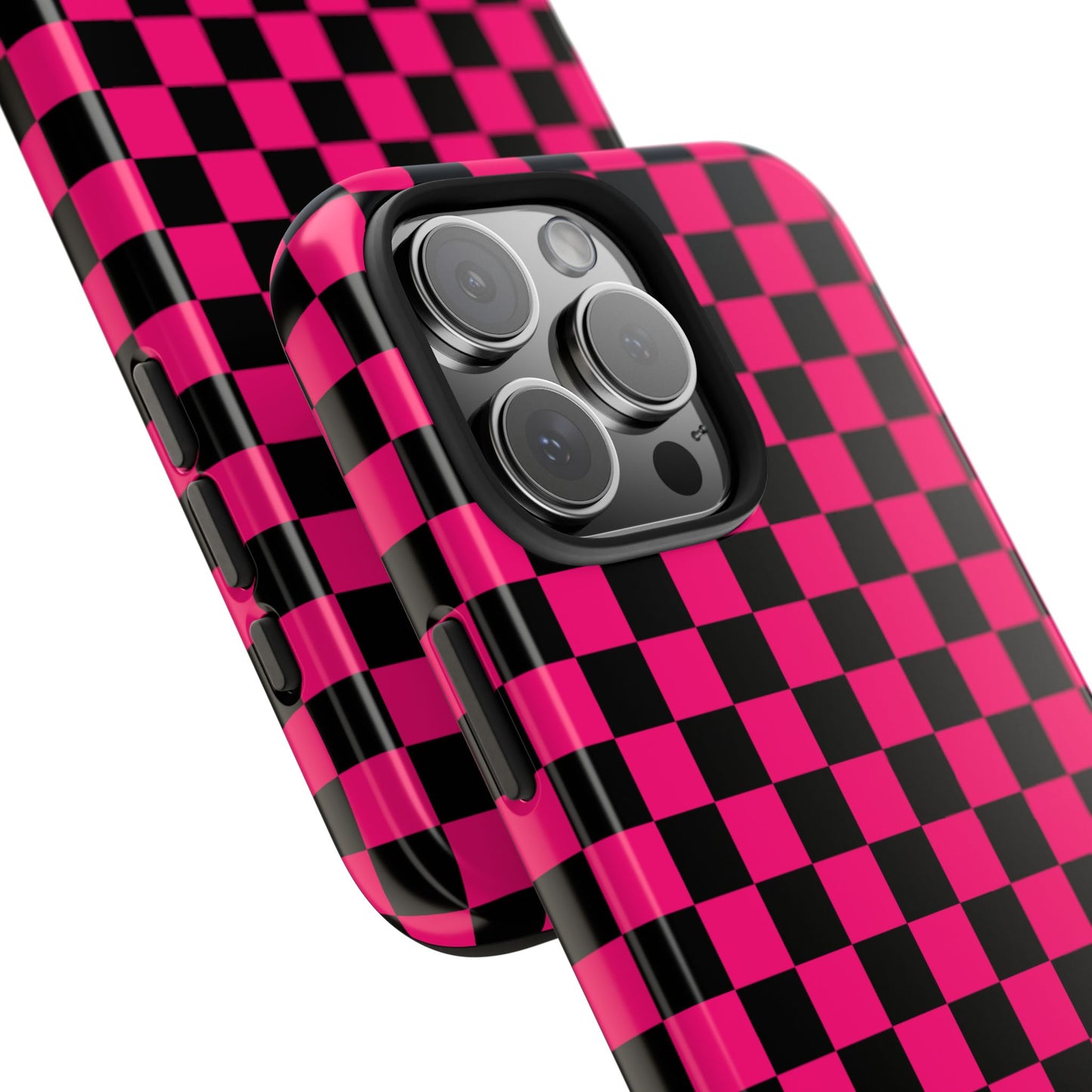 Checker Flag Graphic Pink And Black Tough Phone Cases