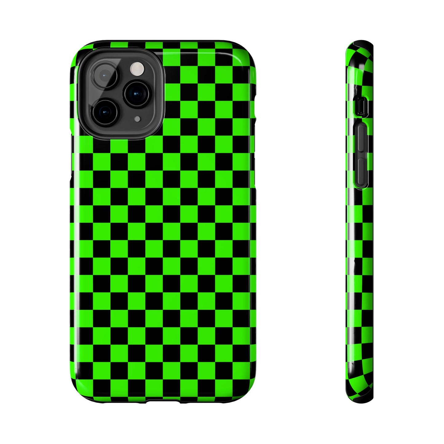 Green and Black Checkered Checkerboard Tough Phone Case