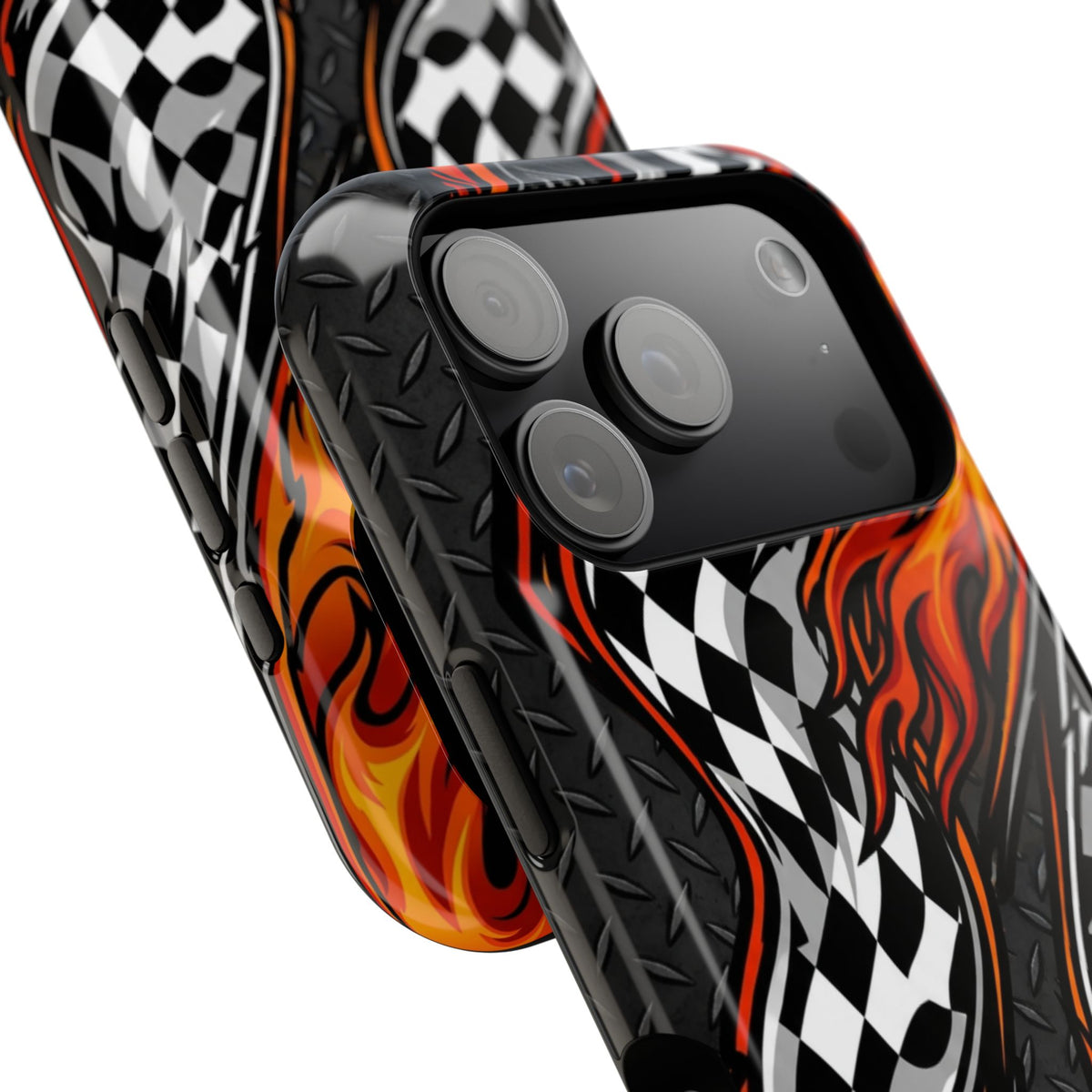 Racing Flames Checkered Flag Magnetic Phone Case