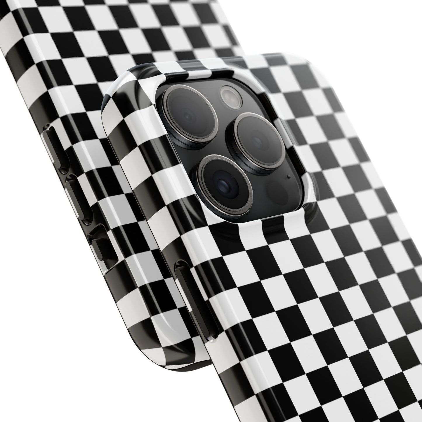 Checker Flag Tough Phone Case - Black and White Graphic Design