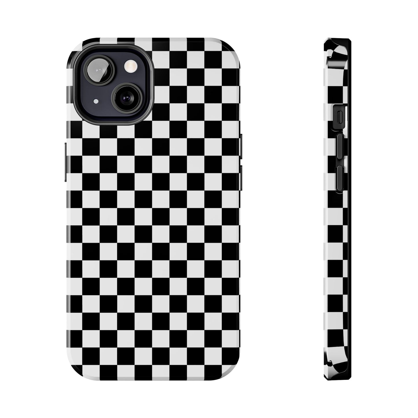 Checker Flag Tough Phone Case - Black and White Graphic Design
