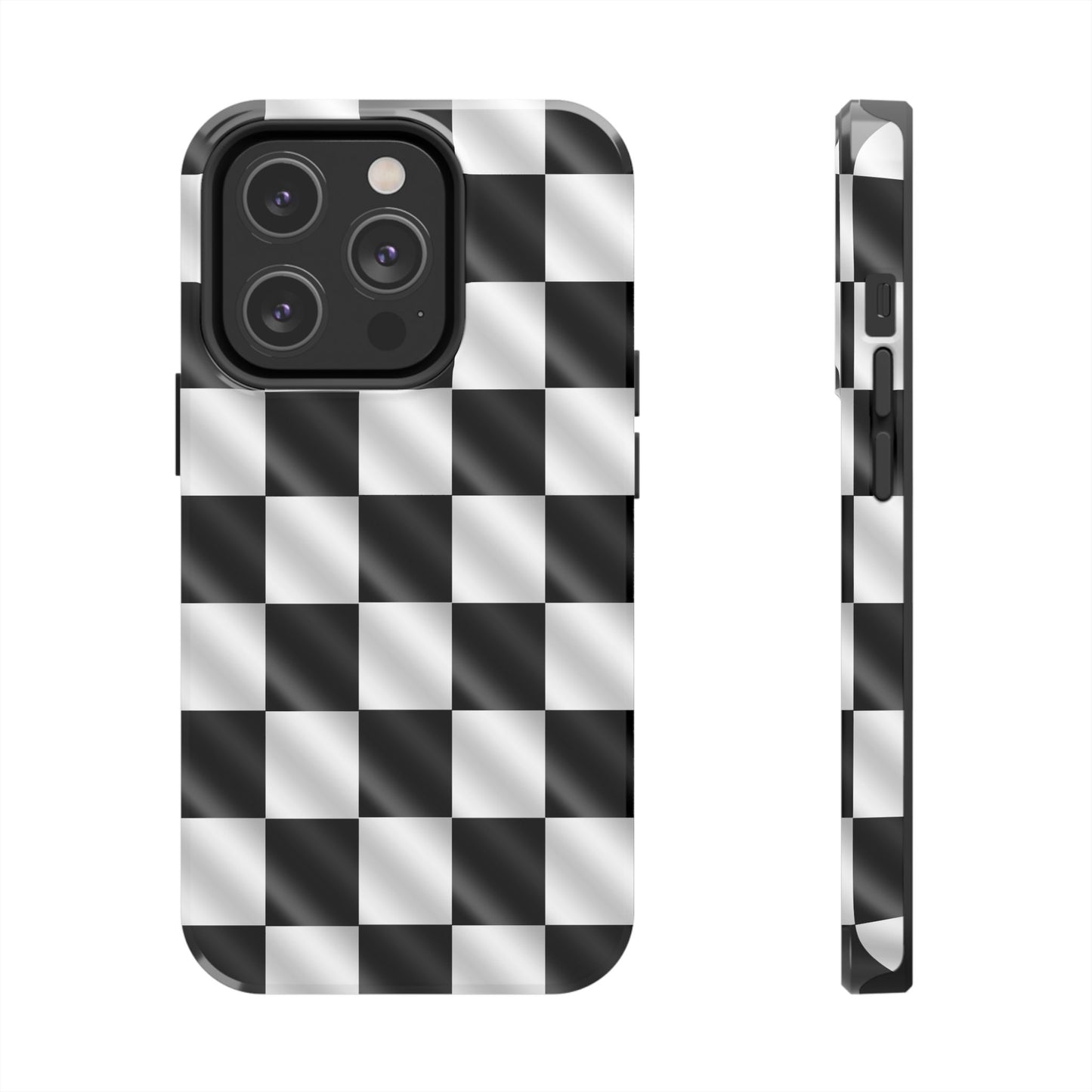3D Effect Checkered Flag Tough Phone Cases