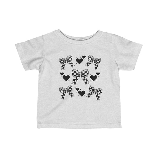 Checker Flag Bows & Hearts Infant Fine Jersey Tee