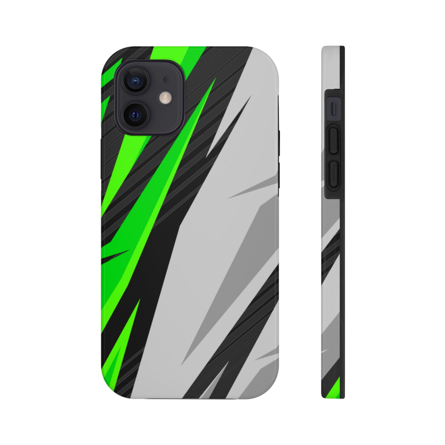 Gray/ Green Racing Graphic Tough Phone Cases