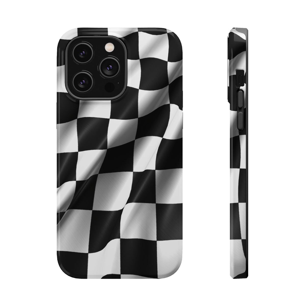 Black and White Checker Flag Waving Magnetic Phone Case