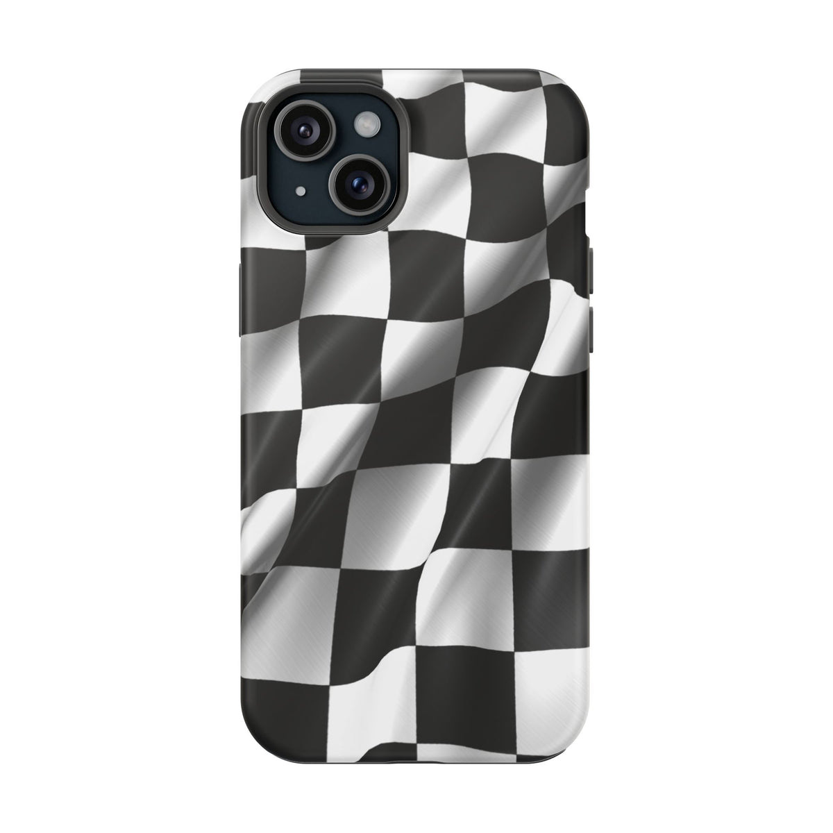 Black and White Checker Flag Waving Magnetic Phone Case