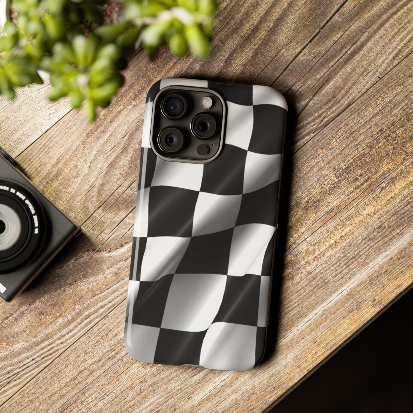 Racing Phone Case, Checkered Flag Design, Tough Case