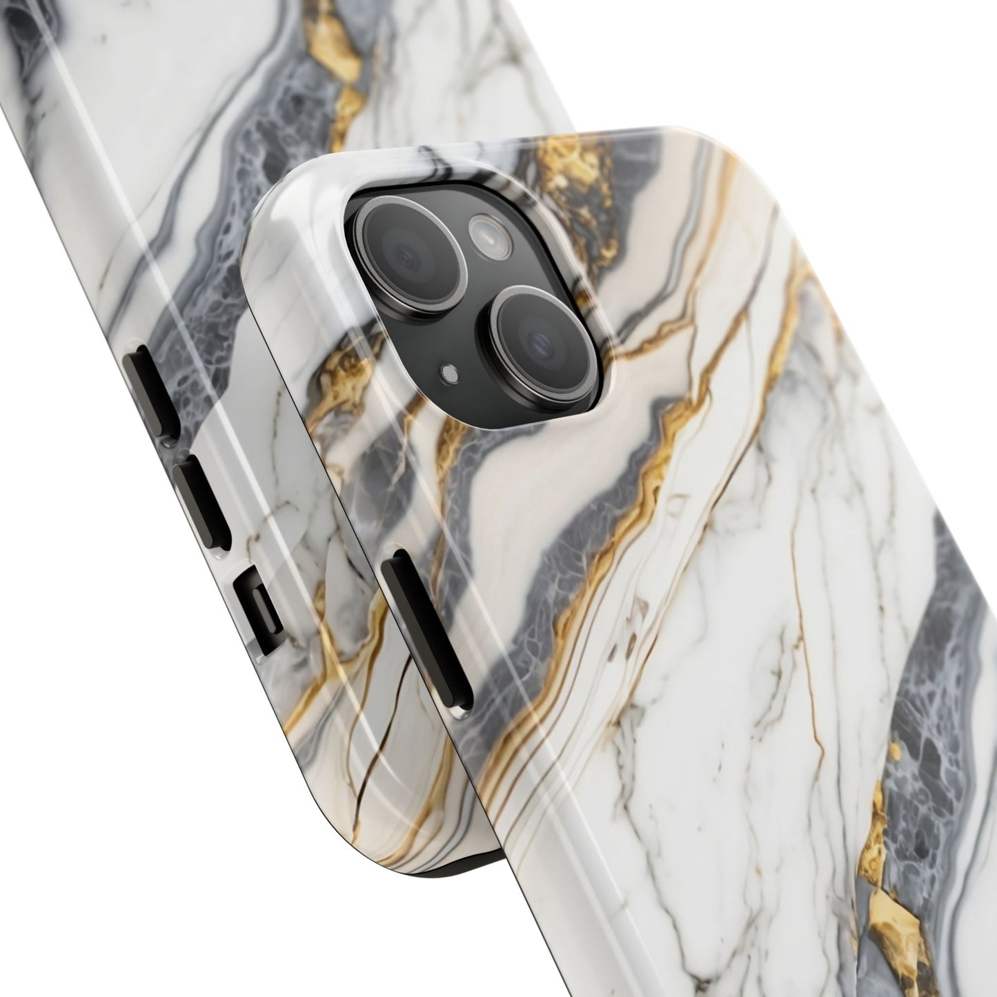 White Gold Marble Tough Phone Cases