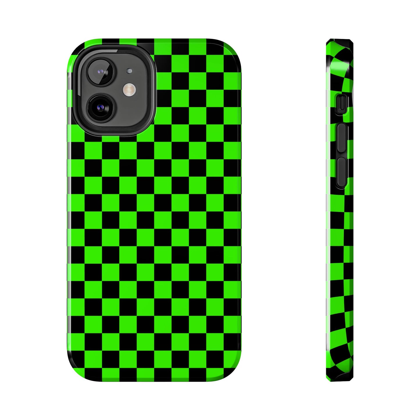 Green and Black Checkered Checkerboard Tough Phone Case