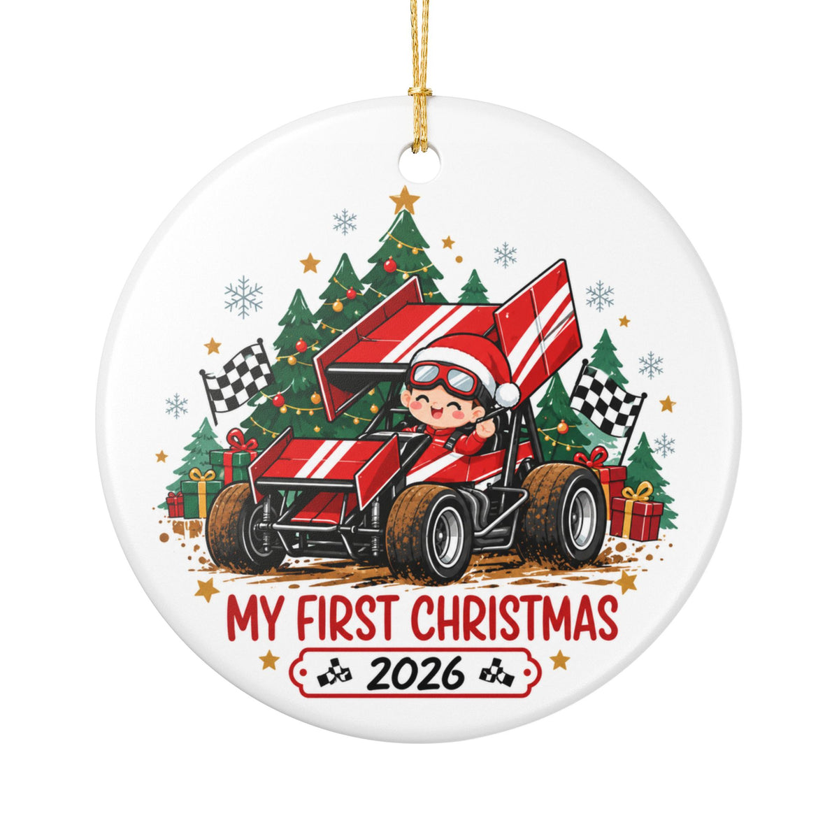 My First Christmas 2026 Sprint Race Car Ceramic Ornament