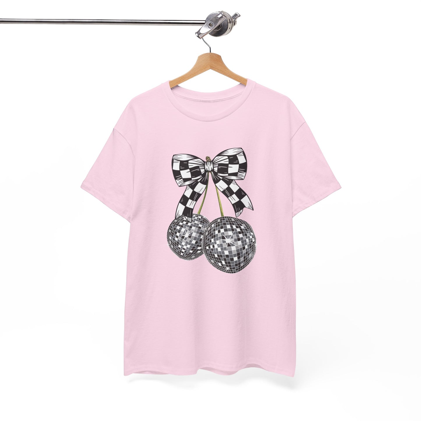 Retro Disco Ball Checkered Flag Bow Racing T-shirt