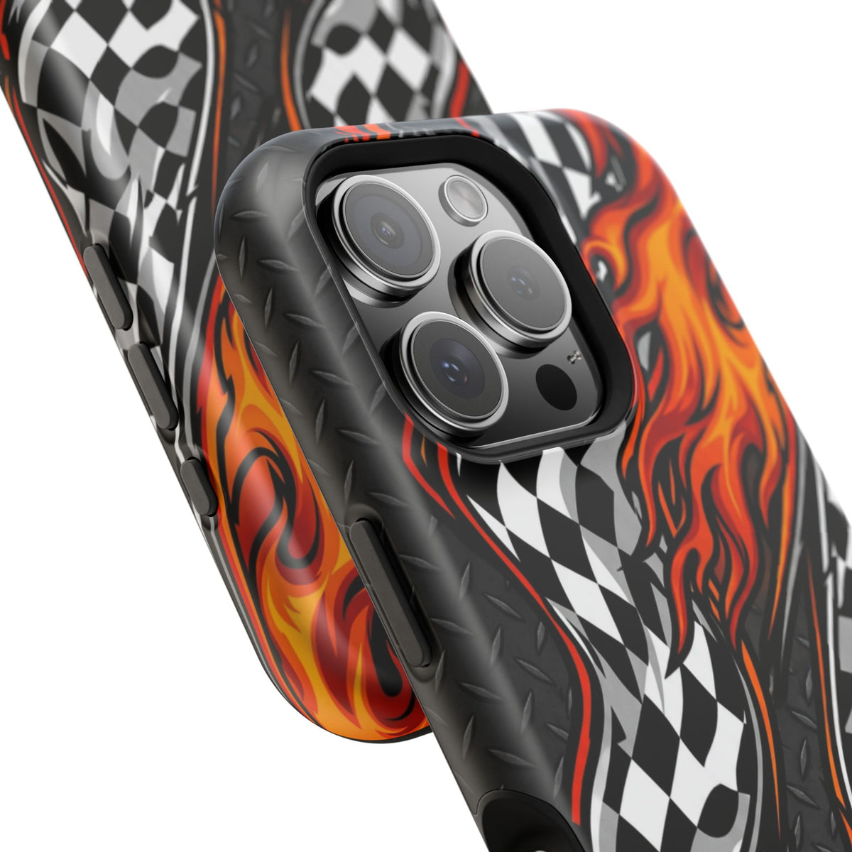 Racing Flames Checkered Flag Magnetic Phone Case