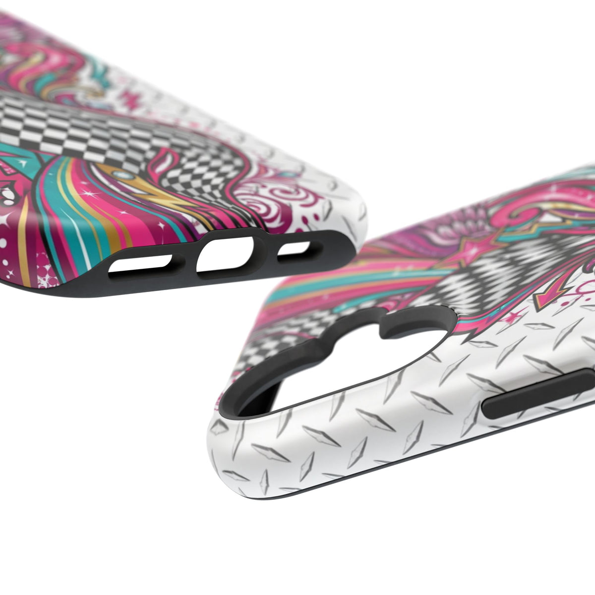 Magnetic Phone Case – Colorful Psychedelic Checkerboard Design