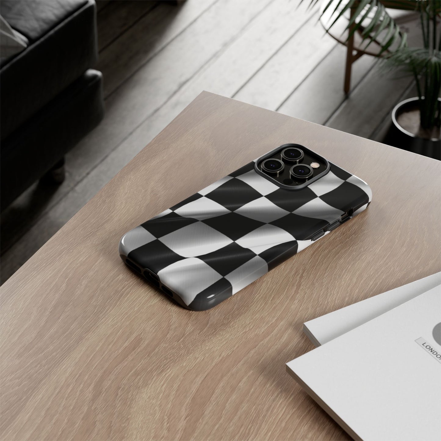 Racing Phone Case, Checkered Flag Design, Tough Case