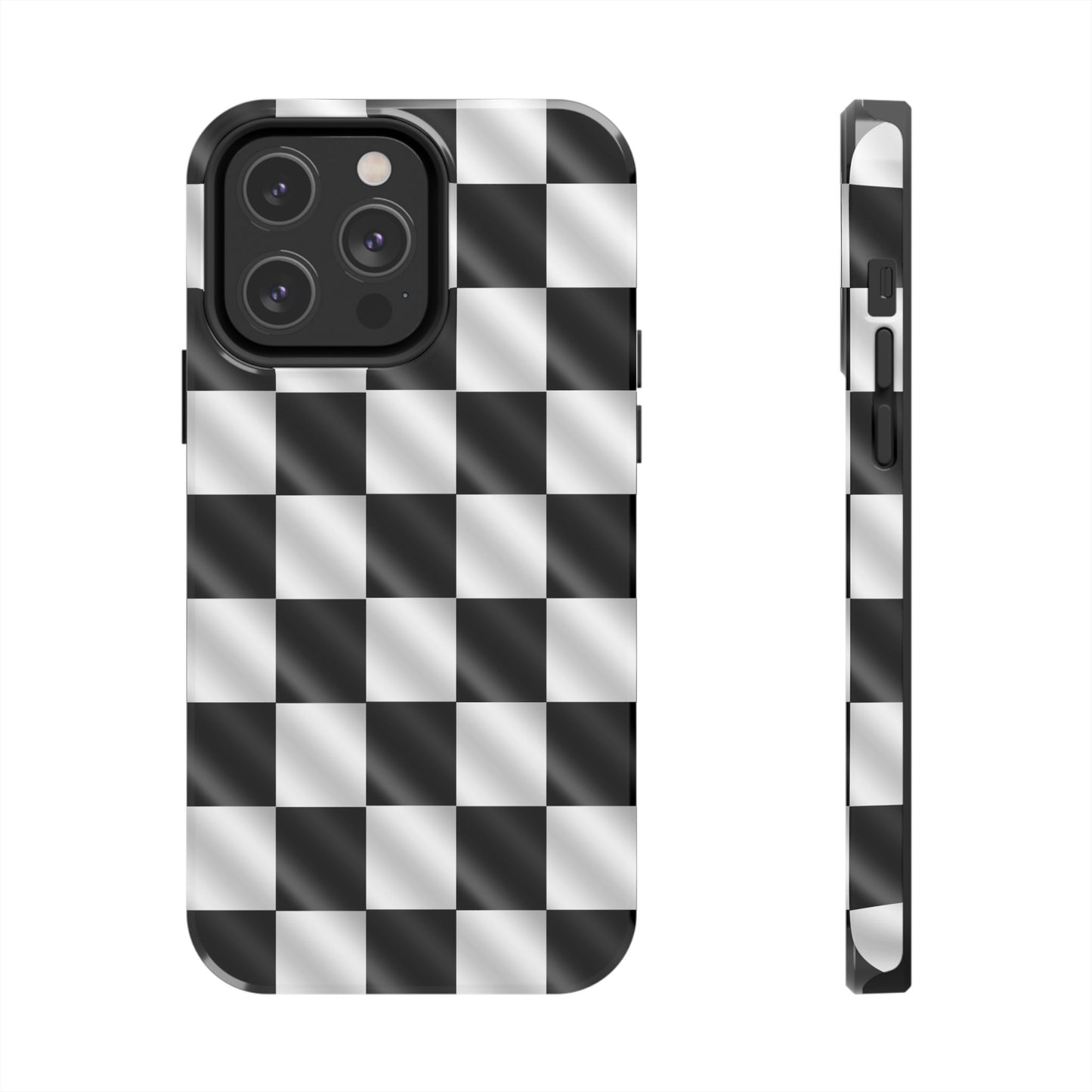 3D Effect Checkered Flag Tough Phone Cases