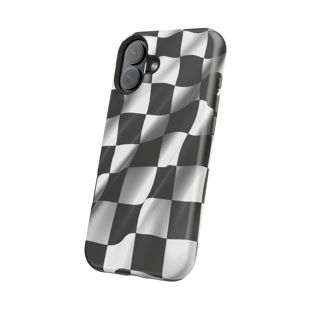 Black and White Checker Flag Waving Magnetic Phone Case