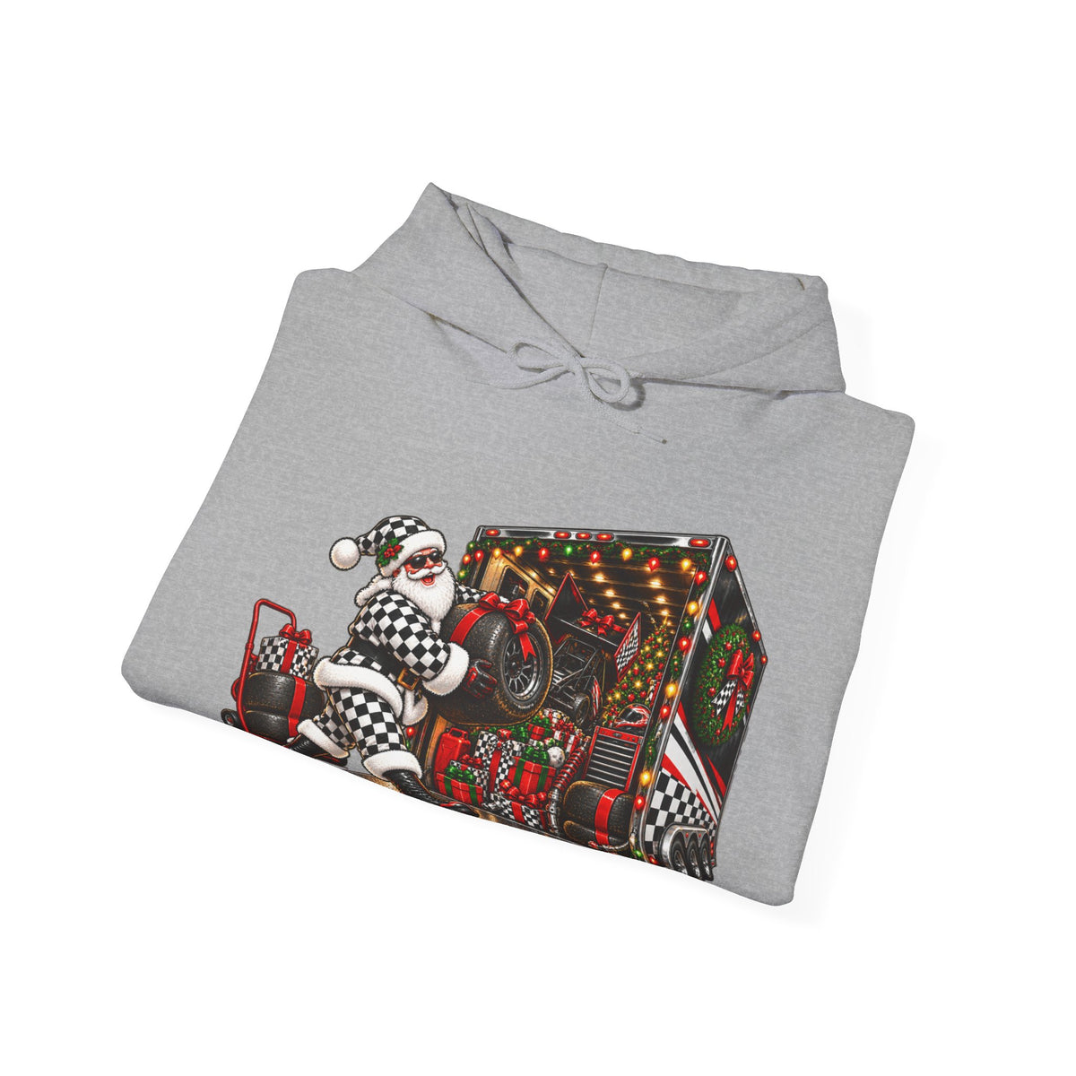 Racing Santa Racemas Call Hauler Christmas Hoodie
