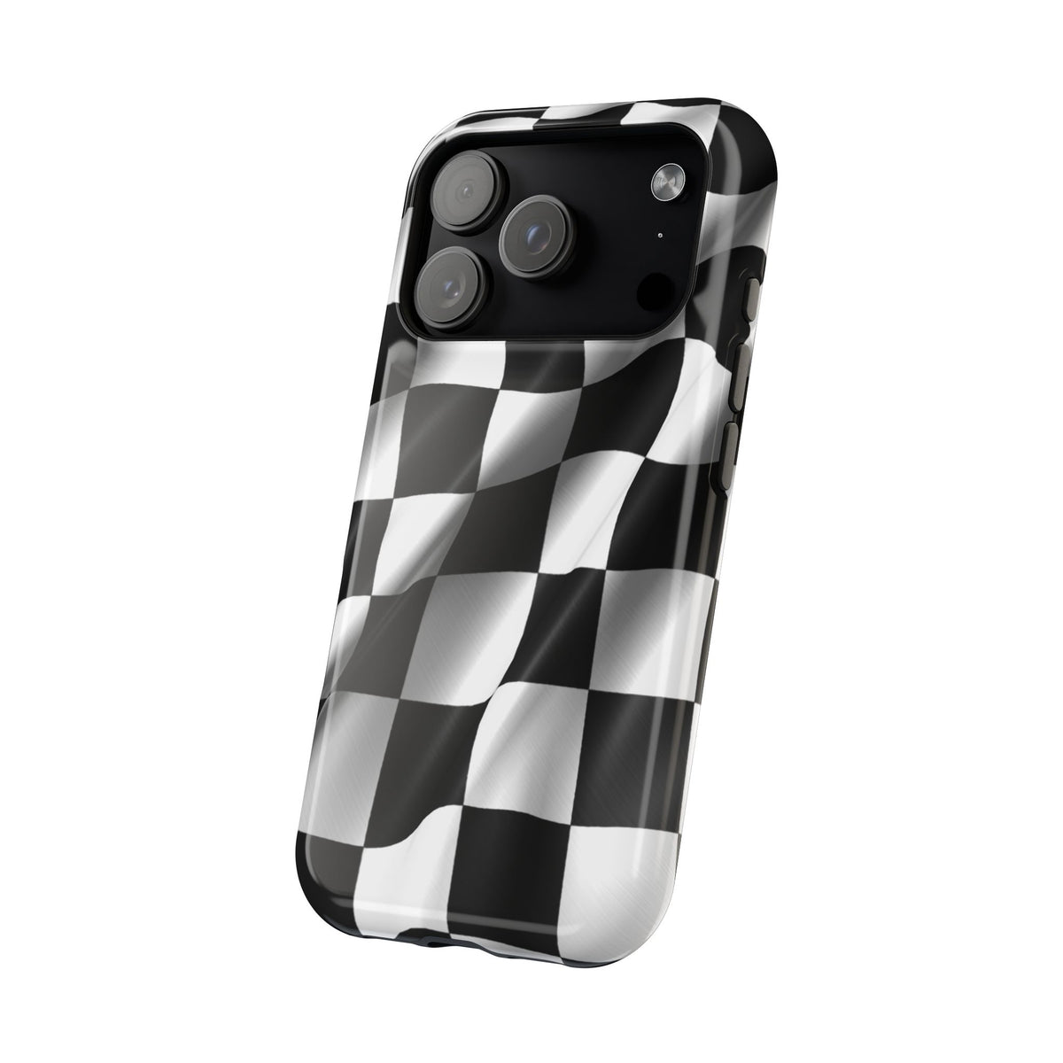 Black and White Checker Flag Waving Magnetic Phone Case