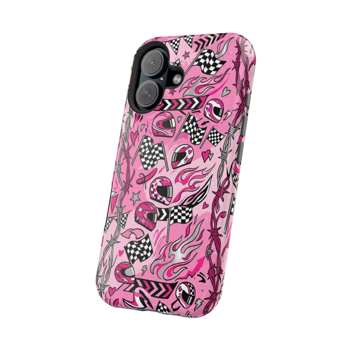 Pink Racing Helmets Magnetic Phone Case